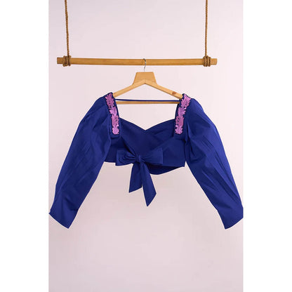 nona Blue Lehr Wrap Cropped Top
