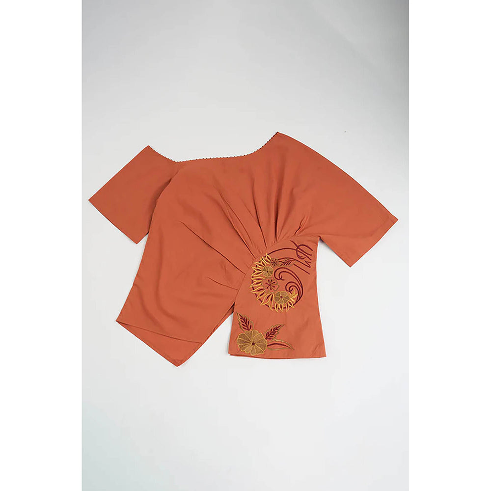 nona Rust Lehr Peplum Top