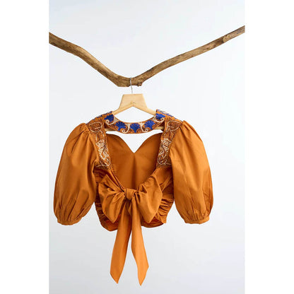 nona Rust Lehr Bow Tie Cropped Top