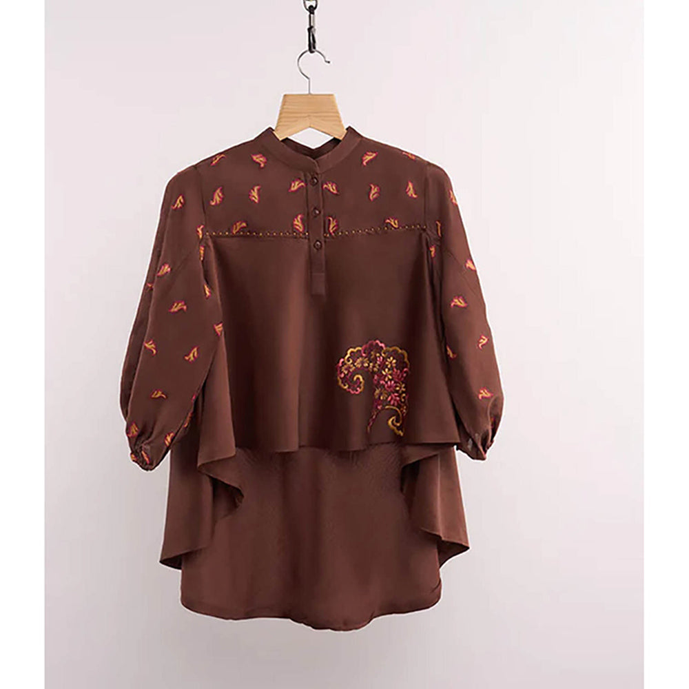 nona Brown Lehr High Low Top