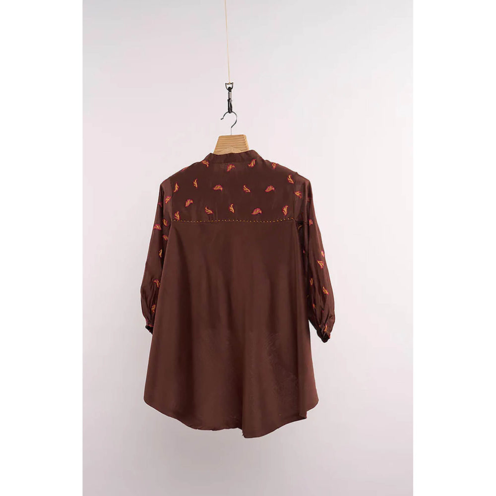 nona Brown Lehr High Low Top