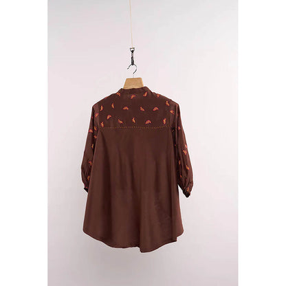 nona Brown Lehr High Low Top