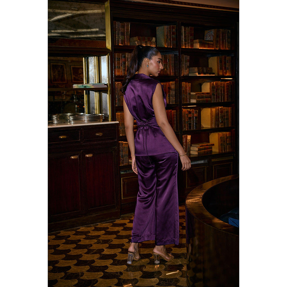 nona Aira Corset Belt Blazer Co-Ord Set - Purple