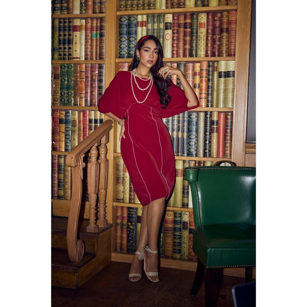 nona Womens Maroon Dress