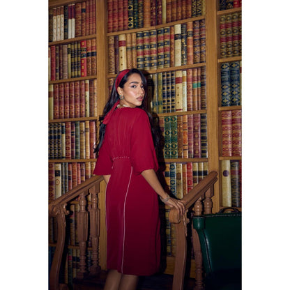 nona Womens Maroon Dress