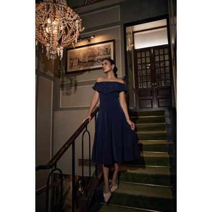nona Womens Navy Blue Dress