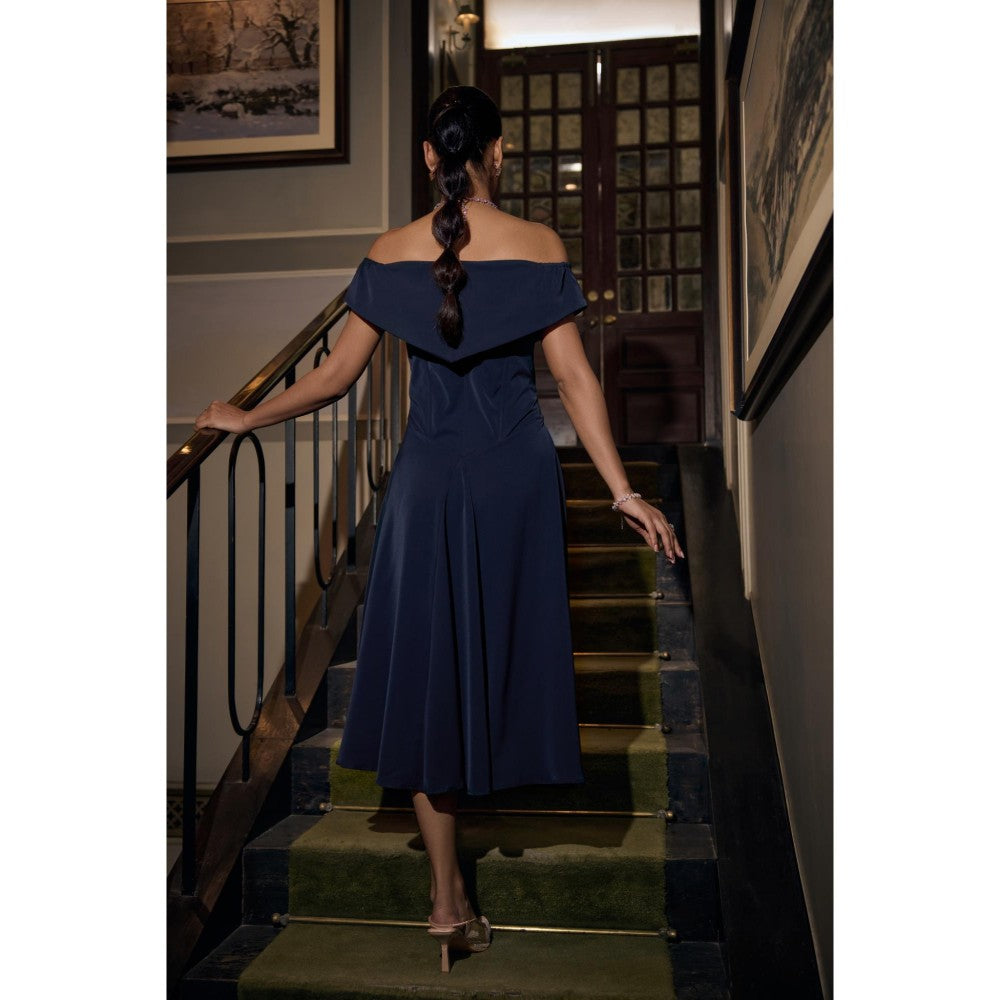 nona Womens Navy Blue Dress