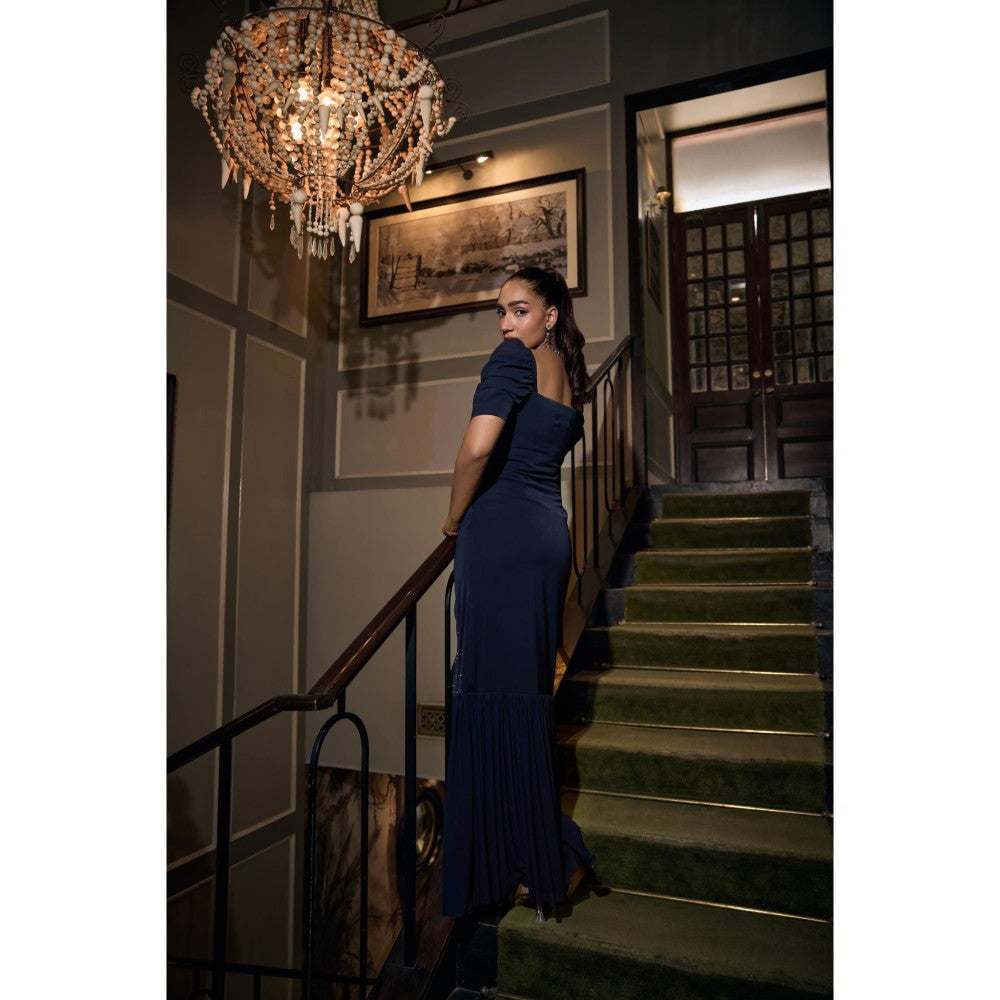 nona Womens Navy Blue Dress