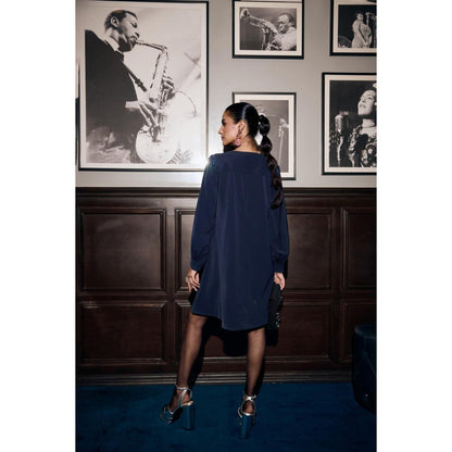 nona Womens Navy Blue Dress