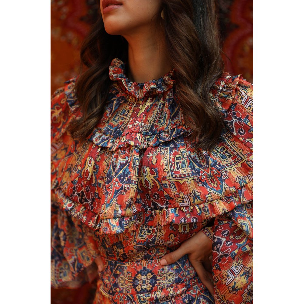 NORN Multi-Color Taza Gypsy Top & High Rise Pants