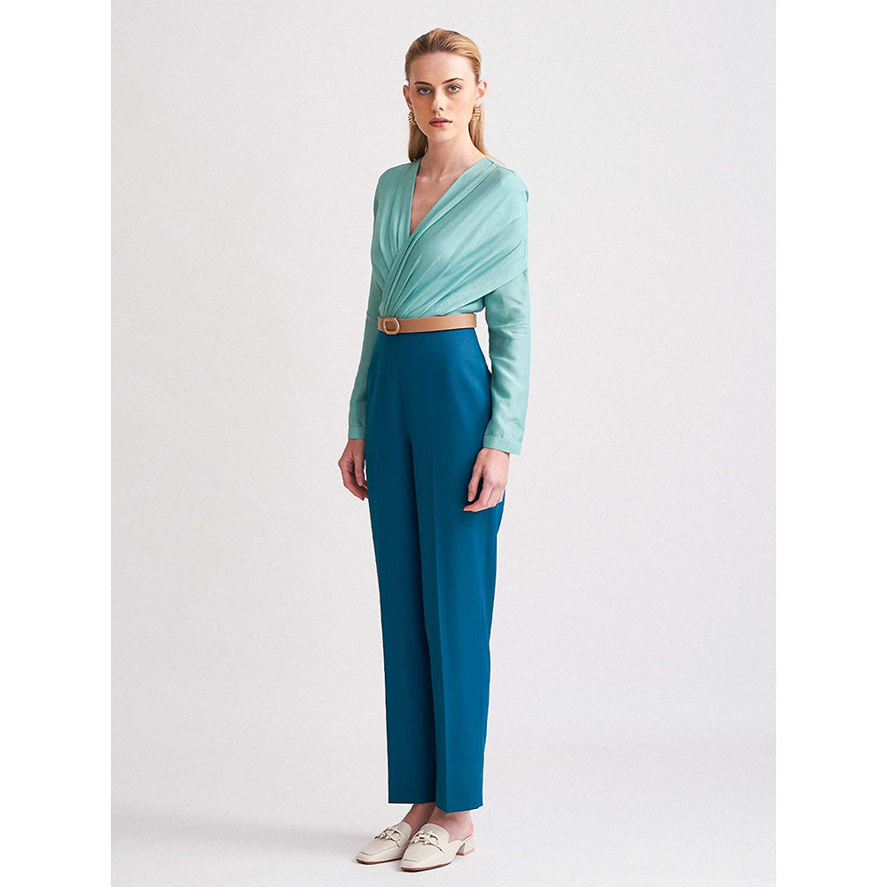 Notebook Sarah Aqua Green & Ocean Blue Jumpsuit with Belt (Set of 2)