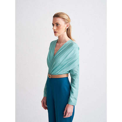 Notebook Sarah Aqua Green & Ocean Blue Jumpsuit with Belt (Set of 2)