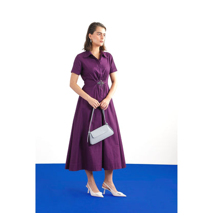 Notebook Freta Purple Solid Midi Dress