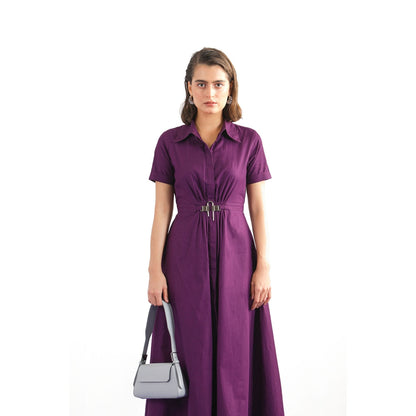Notebook Freta Purple Solid Midi Dress