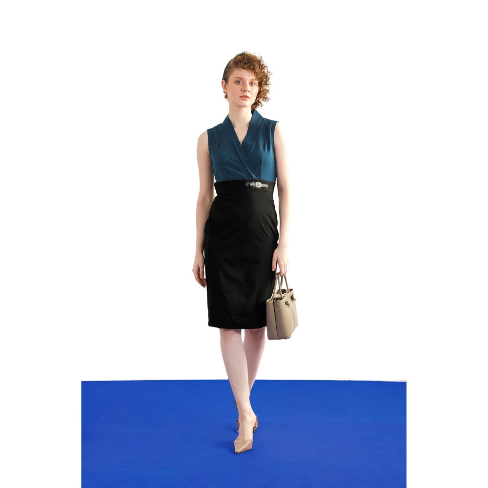Notebook Eden Blue And Black Colorblock Dress