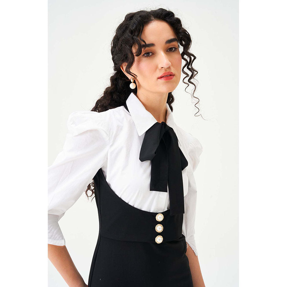 Notebook Women Black Collar Neck Skinny Fit Midi Dress