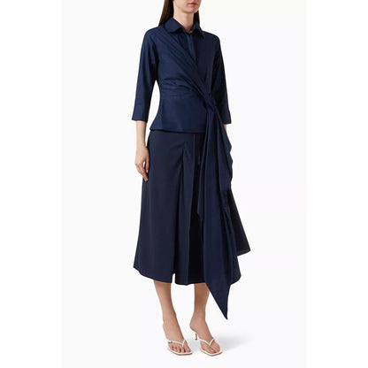 Notebook Women Navy Blue Solid Collar Neck Shirt