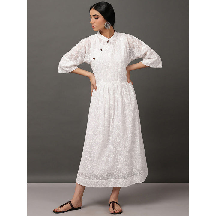 Nuhh White Kota Stiffly Comfort Dress With Inner (Set of 2)