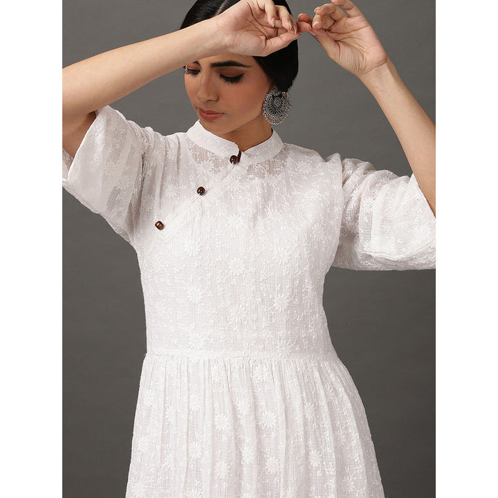 Nuhh White Kota Stiffly Comfort Dress With Inner (Set of 2)