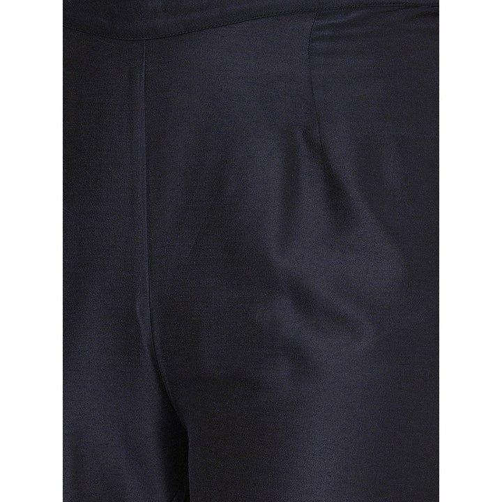 Nuhh Navy Blue Polyester Solid Kurta With Pant & Dupatta (Set of 3)
