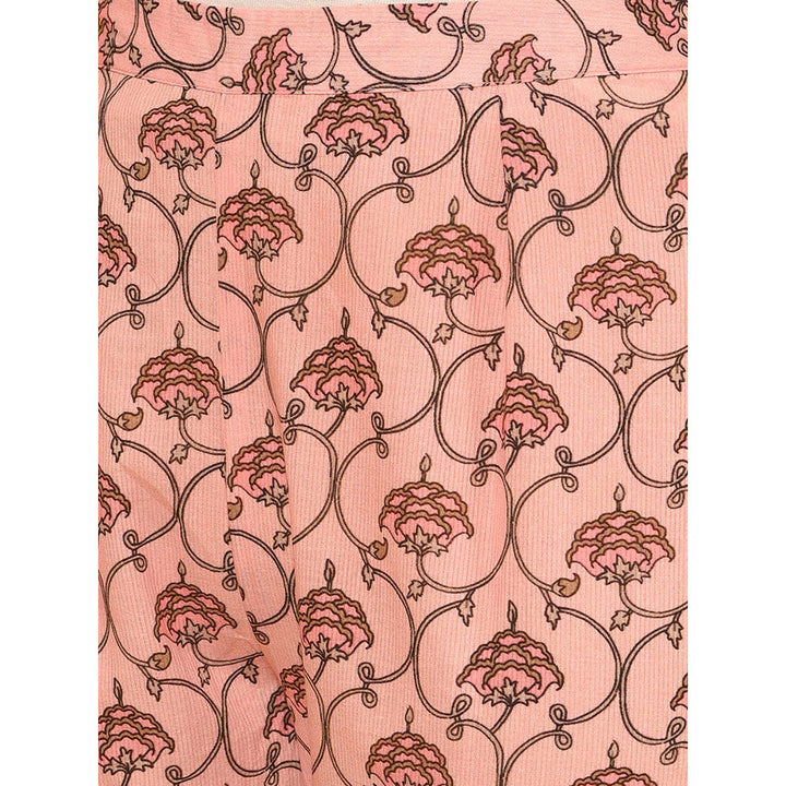 Nuhh Pink Cotton Printed Kurta With Pant & Dupatta (Set of 3)