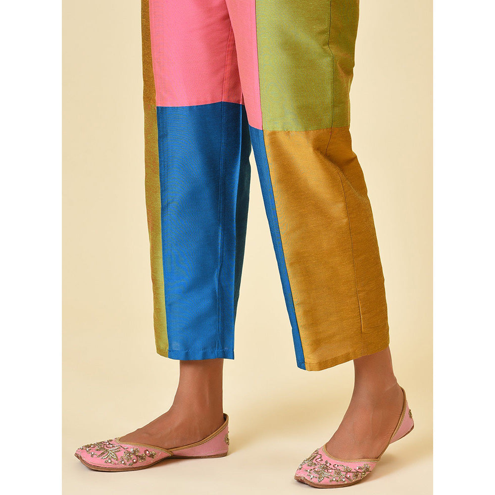 Nuhh Carefree and Colourful Printed Kurta with Colour Block Pant (Set of 2)