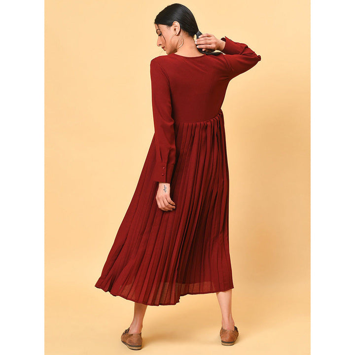 Nuhh Ulta Chic In The Maroon Pleated Long Dress