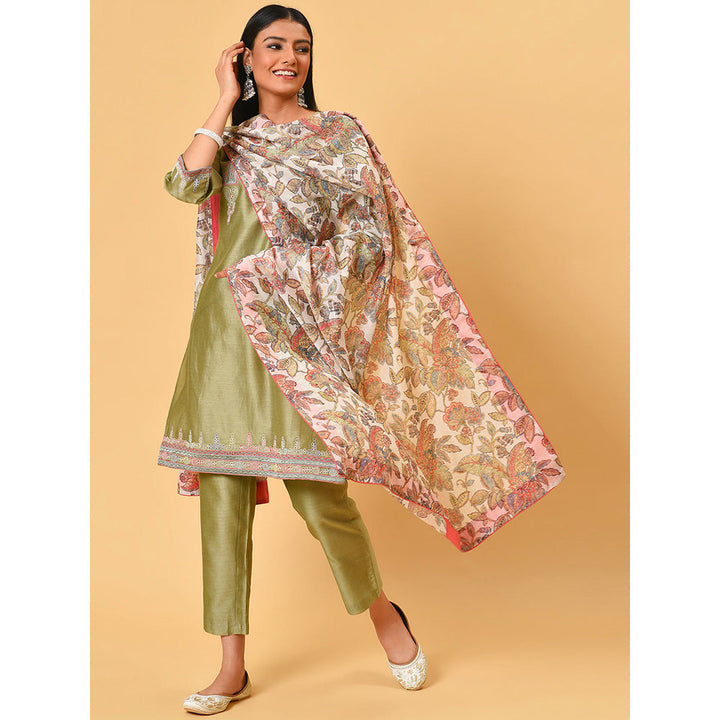 Nuhh Green Short Kurta And Pant With Dupatta (Set of 3)