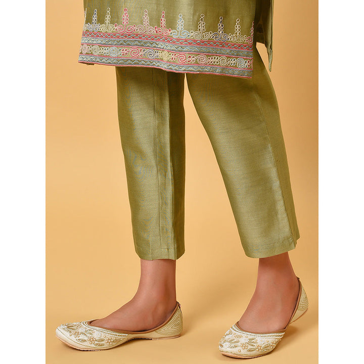 Nuhh Green Short Kurta And Pant With Dupatta (Set of 3)