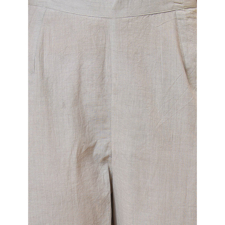 Nuhh Grey & White Kota Cotton Kurta Inner And Pant With Dupatta (Set of 4)