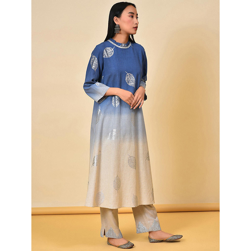 NUHH Dip Dye Kurta And Pant (Set of 2)