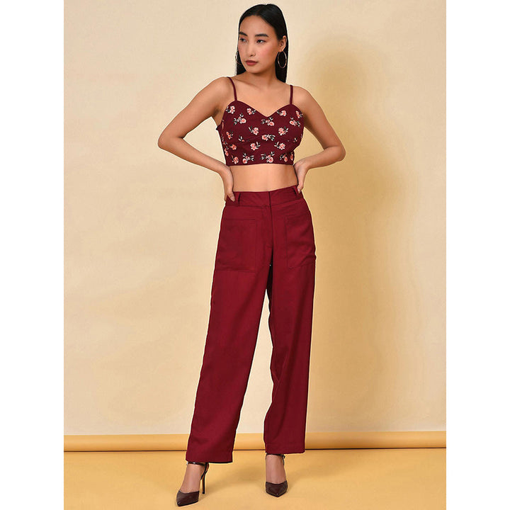 NUHH Embroidered burgundy Bralette