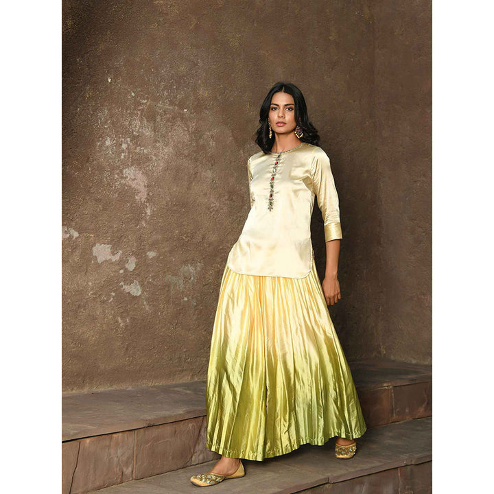 NUHH Ombre Satin Lehenga with Top & Dupatta (Set of 3)