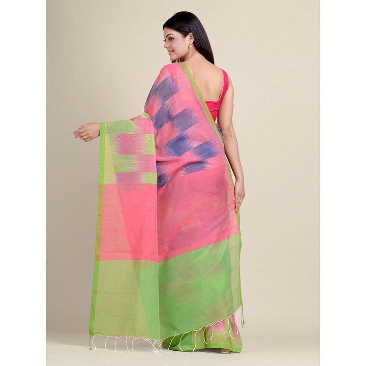 CHARUKRITI Multicolour Ikkat Handloom Saree With Un-Stitched Blouse