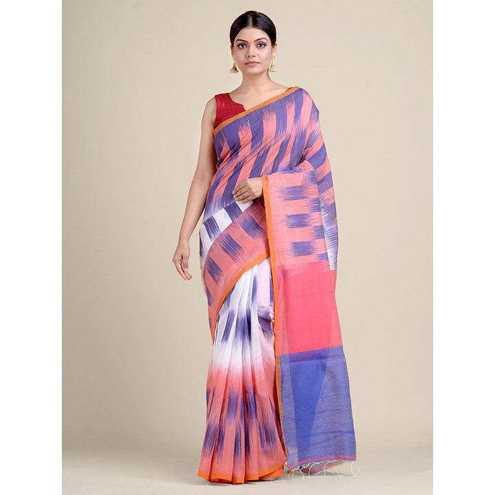 CHARUKRITI Multicolour Ikkat Handloom Saree With Un-Stitched Blouse