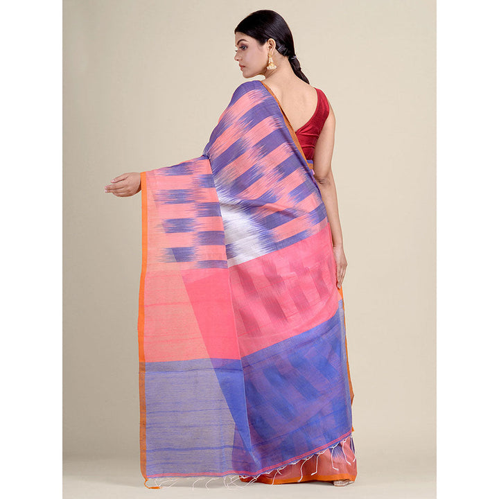 CHARUKRITI Multicolour Ikkat Handloom Saree With Un-Stitched Blouse