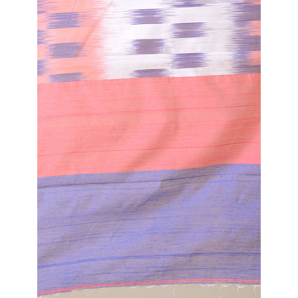 CHARUKRITI Multicolour Ikkat Handloom Saree With Un-Stitched Blouse