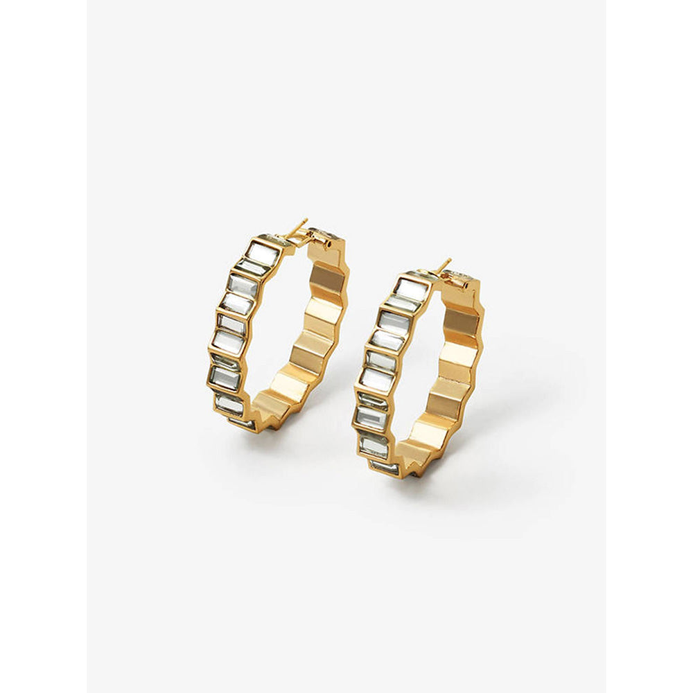 Isharya Deco Mirror Hoop Earring In 18K Gold Plated