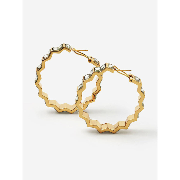 Isharya Deco Mirror Hoop Earring In 18K Gold Plated