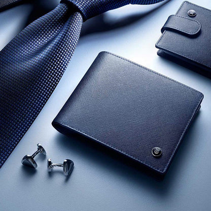 Lapis Bard Blue Stanford Bi-Fold Wallet With Coin Pouch