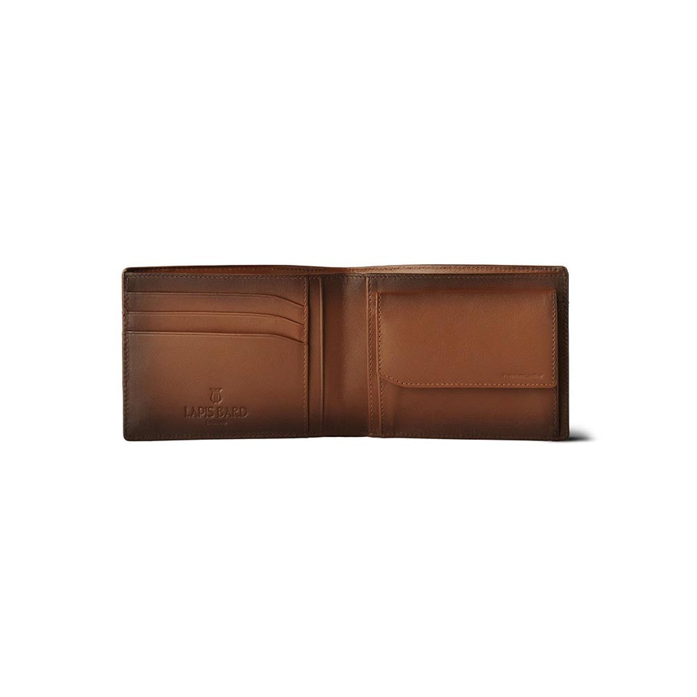 Lapis Bard Brown Ducorium Bi-Fold Wallet With Coin Pocket