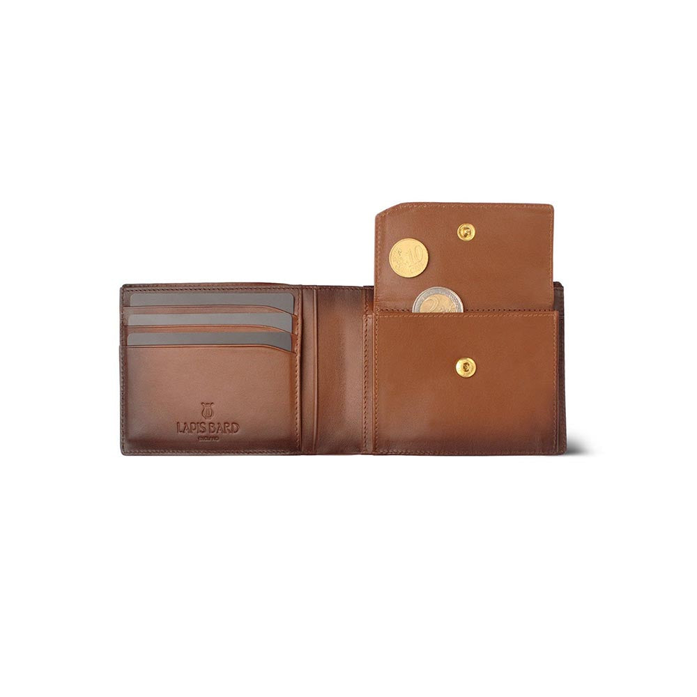 Lapis Bard Brown Ducorium Bi-Fold Wallet With Coin Pocket