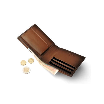 Lapis Bard Brown Ducorium Bi-Fold Wallet With Coin Pocket