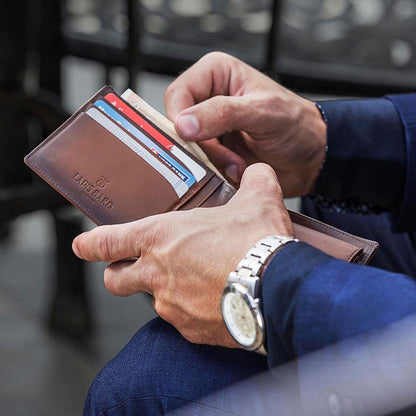 Lapis Bard Brown Ducorium Bi-Fold Wallet With Coin Pocket