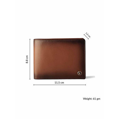 Lapis Bard Brown Ducorium Bi-Fold Wallet With Coin Pocket