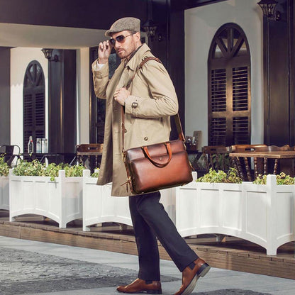 Lapis Bard Brown Ducorium Dorchester 14Inch Laptop Business Bag