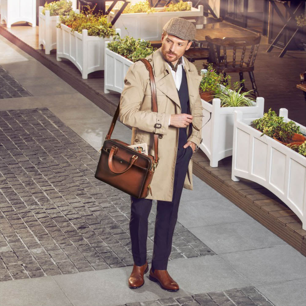 Lapis Bard Brown Ducorium Chester Slim 14Inch Laptop Business Bag