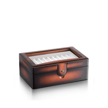 Lapis Bard Hemingway Dual-Tone Pen Chest with Pelxiglass Top (20 Pen Capacity) - Cognac