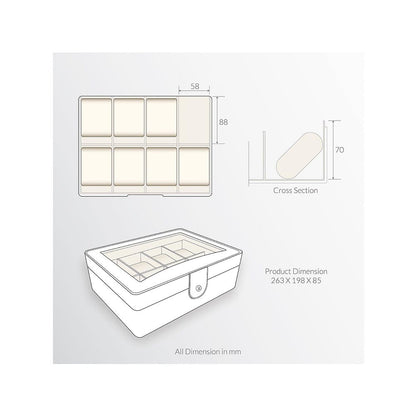 Lapis Bard Conrad Dual-Tone Watch Case with Pelxiglass Top (8 Watch Capacity) - Cognac