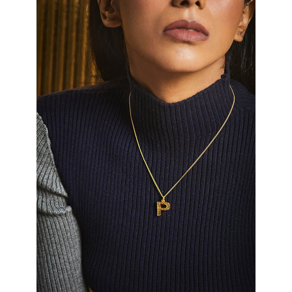MNSH Minimalistic Initial P Necklace